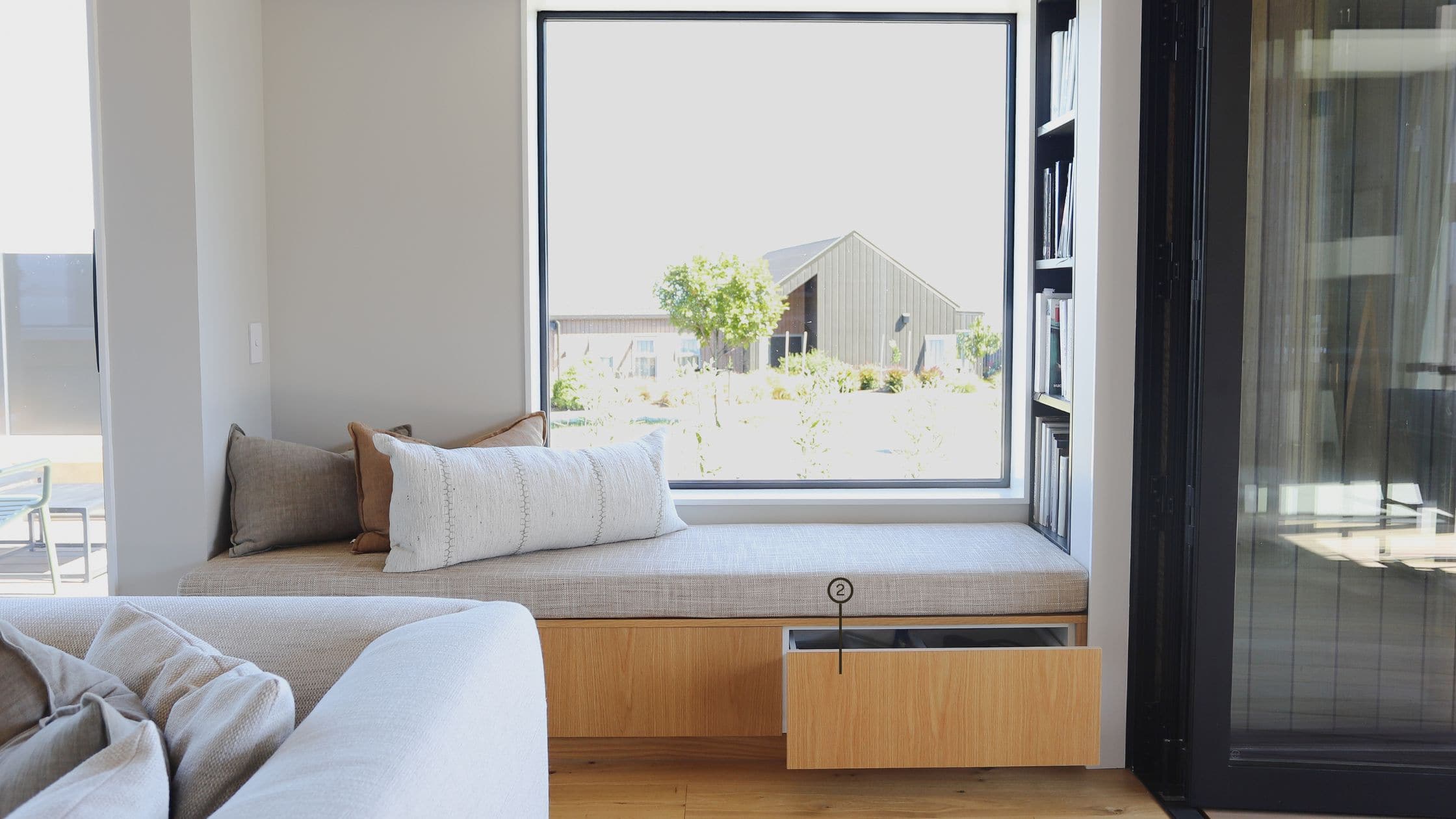 Bench seat featuring AvanTech YOU drawers