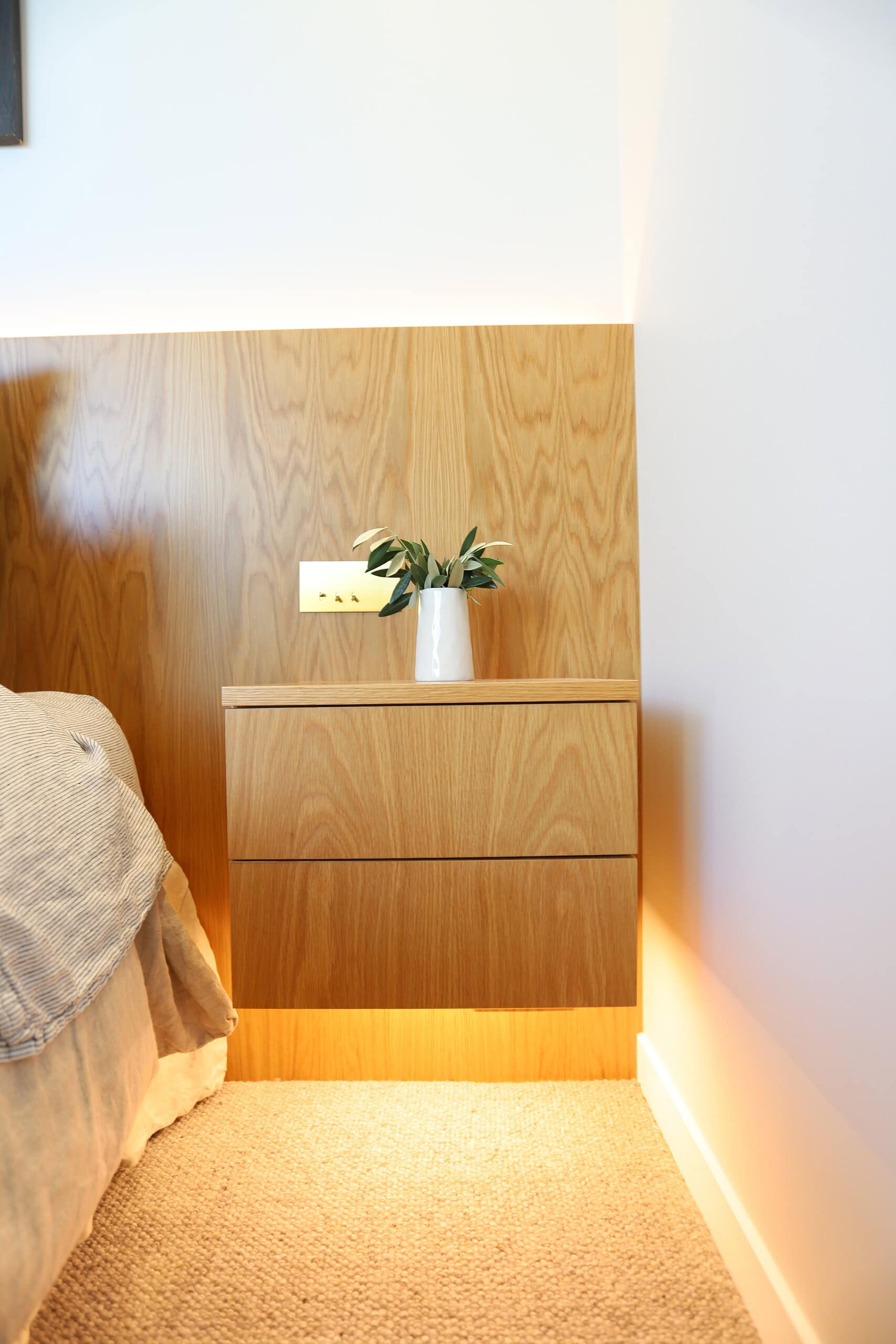 Close up of the custom space custom bedhead