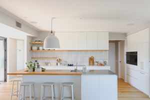 A kitchen crafted by the Custom Space that sets the tone for calm tranquility throughout the project