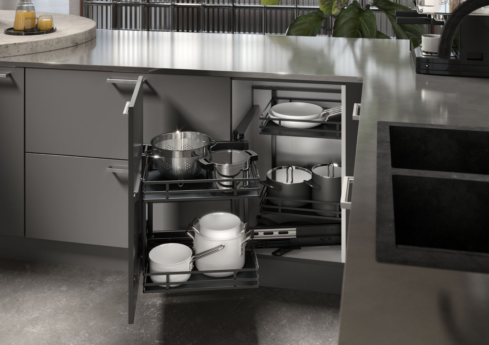 Goro corner unit pull-out, DesignLine 400 in anthracite